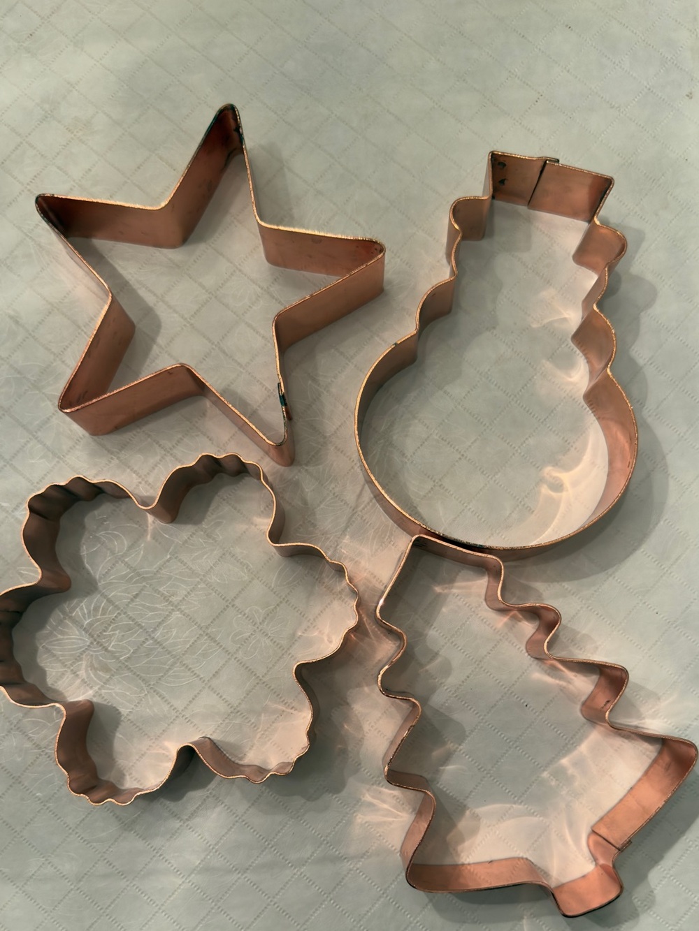 Copper Holiday Cookie Cutter Set - Star, Snowman, Tree, Floral
